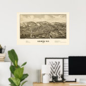 Poster Carte panoramique de Sidney, NY - 1887 (Bureau à domicile)