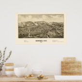 Poster Carte panoramique de Sidney, NY - 1887 (Cuisine)