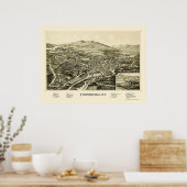 Poster Carte panoramique de Ticondéroga, NY - 1891 (Cuisine)