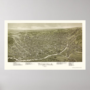 Poster Carte panoramique de Titusville, PA - 1895