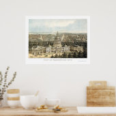 Poster Carte panoramique de Washington, DC - 1857 (Cuisine)