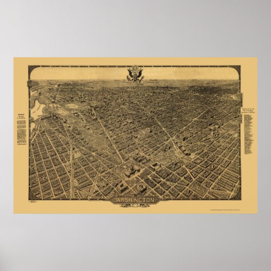 Poster Carte panoramique de Washington, DC - 1922 (Devant)
