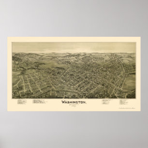 Poster Carte panoramique de Washington, PA - 1897