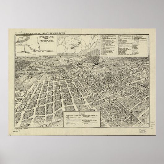 Poster Carte panoramique de Winchester Virginia 1926 (Devant)