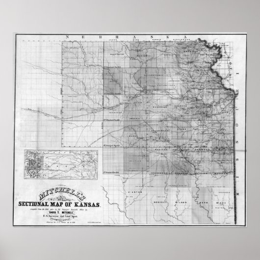 Poster Carte panoramique KansasKansas (Devant)