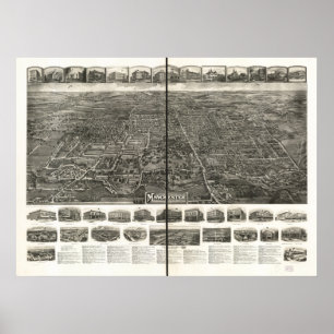 Poster Carte panoramique Manchester Connecticut 1914