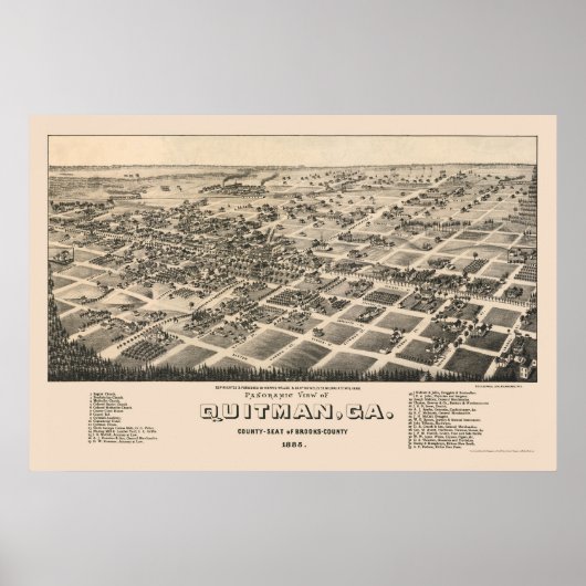 Poster Carte panoramique Quitman, GA - 1885 (Devant)