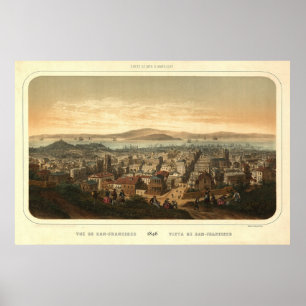 Poster Carte panoramique San Francisco Birdseye 1846