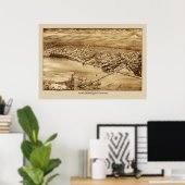 Poster Carte panoramique Whatcom Washington 1888 (Bureau à domicile)