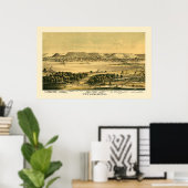 Poster Carte panoramique Winona, MN - 1867 (Bureau à domicile)