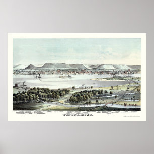 Poster Carte panoramique Winona, MN - 1874