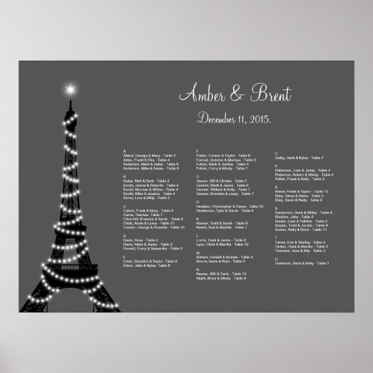 Poster Carte Paris en soirée (Devant)