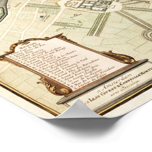 Poster Carte Paris vintage (Coin)