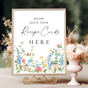 Poster Carte Pastel Pink Bohemian Fleurs sauvages Recette