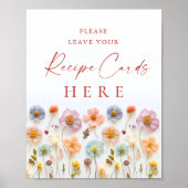 Poster Carte Pastel Pink Bohemian Fleurs sauvages Recette (Devant)