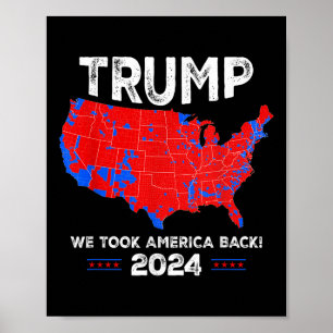 Poster Carte Patriotique Rouge Et Bleu, Donald Trump, Nou