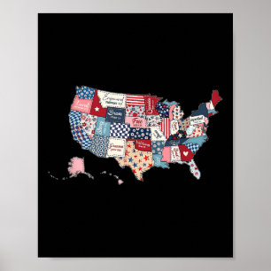 Poster Carte Patriotique Usa Drapeau Américain Usa Funny