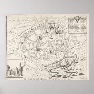 Poster Carte Pays-Bas vintage Groningen (1594)