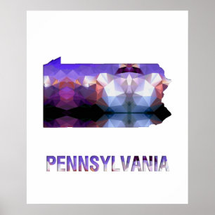 Poster Carte PENNSYLVANIE d'état de mosaïque de polygone