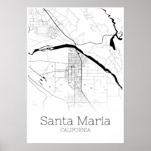 Poster Carte père Noël Maria - Californie - Carte de la v