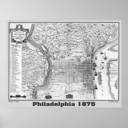 Poster Carte Philadelphie 1875, réplique Grey (Devant)