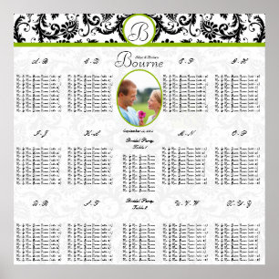 Poster Carte photo Mariage noir blanc vert