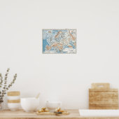 Poster Carte physique de l'Europe (1916) (Cuisine)