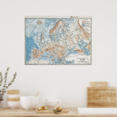 Poster Carte physique de l'Europe (1916) (Cuisine)