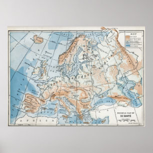 Poster Carte physique de l'Europe (1916)