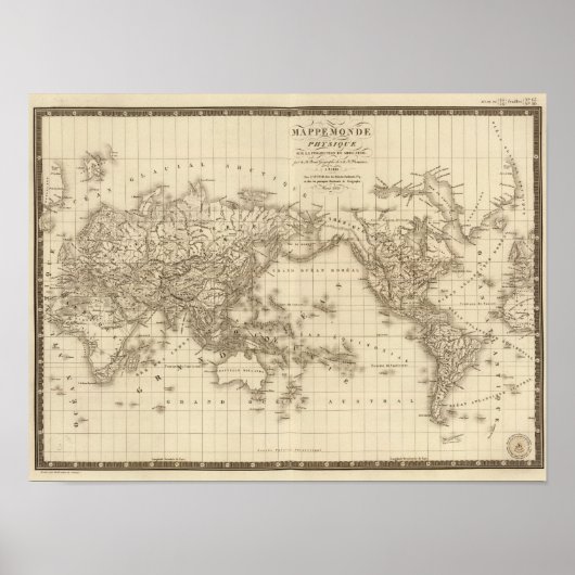 Poster Carte physique du monde (Devant)