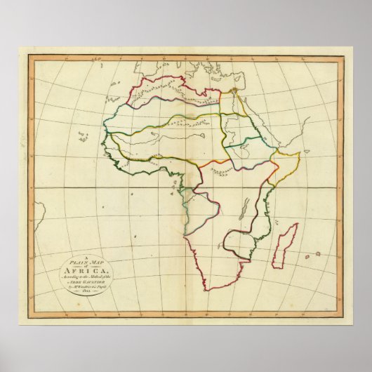 Poster Carte plate Afrique (Devant)