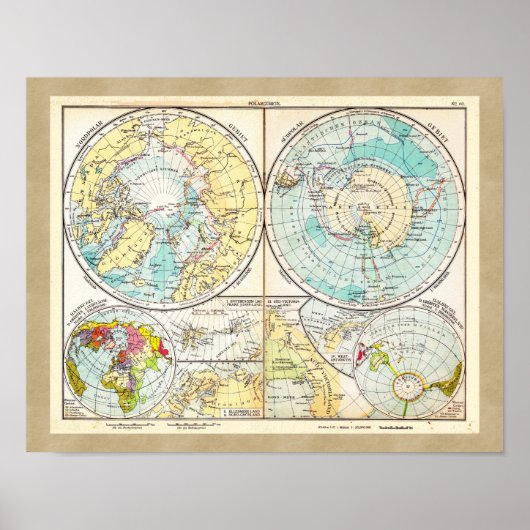 Poster Carte polaire de langue allemande (Devant)