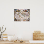 Poster Carte polaire double hémisphère (Cuisine)