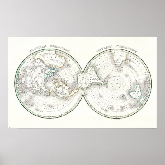 Poster Carte polaire du monde (Devant)