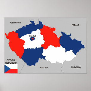 Poster carte politique de la république tchèque