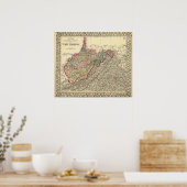 Poster Carte politique de la Virginie-Occidentale (Cuisine)