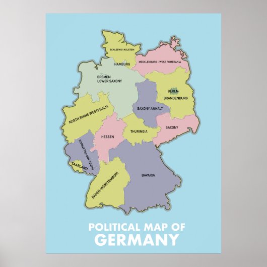 Poster Carte politique de l'Allemagne (Devant)