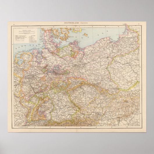 Poster Carte politique de l'Allemagne (Devant)