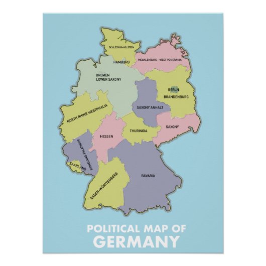Poster Carte politique de l'Allemagne (Devant)