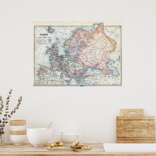 Poster Carte politique de l'Europe (1916) (Cuisine)