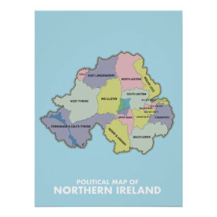 Poster Carte Politique De L'Irlande Du Nord.
