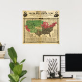 Poster Carte politique des États-Unis de Reynolds (Bureau à domicile)