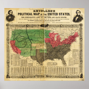 Poster Carte politique des États-Unis de Reynolds