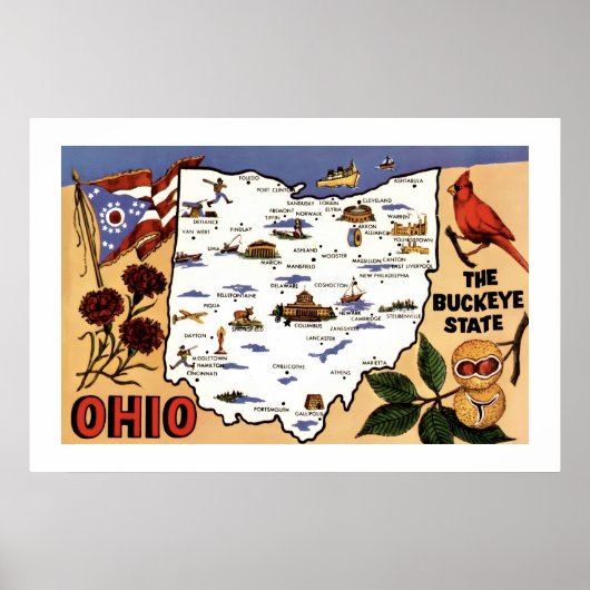 Poster Carte postale 20x30 Ohio Buckeye State (Devant)