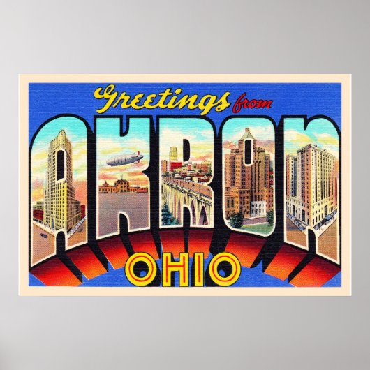 Poster Carte postale Akron Ohio OH Vintage (Devant)