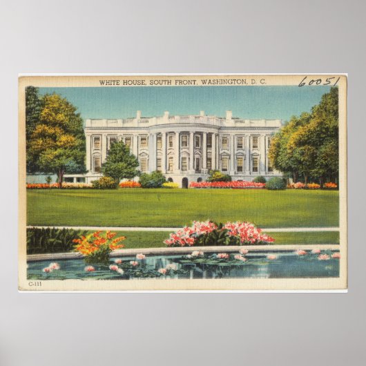 Poster Carte postale ancienne de la Maison Blanche (Devant)