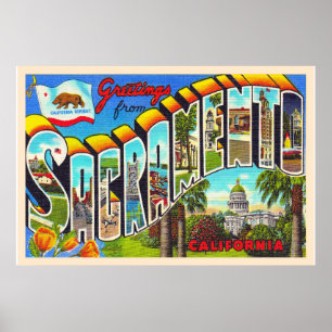 Poster Carte postale aux grandes lettres de Sacramento Ca