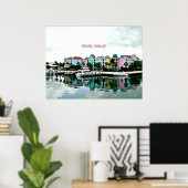 Poster Carte postale de la marina de Nassau Bahamas (Bureau à domicile)