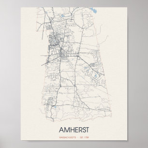 Poster Carte postale de la rue d'Amherst Massachusetts