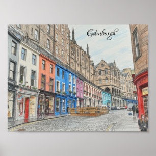 Poster Carte postale de la rue Victoria d'Édimbourg